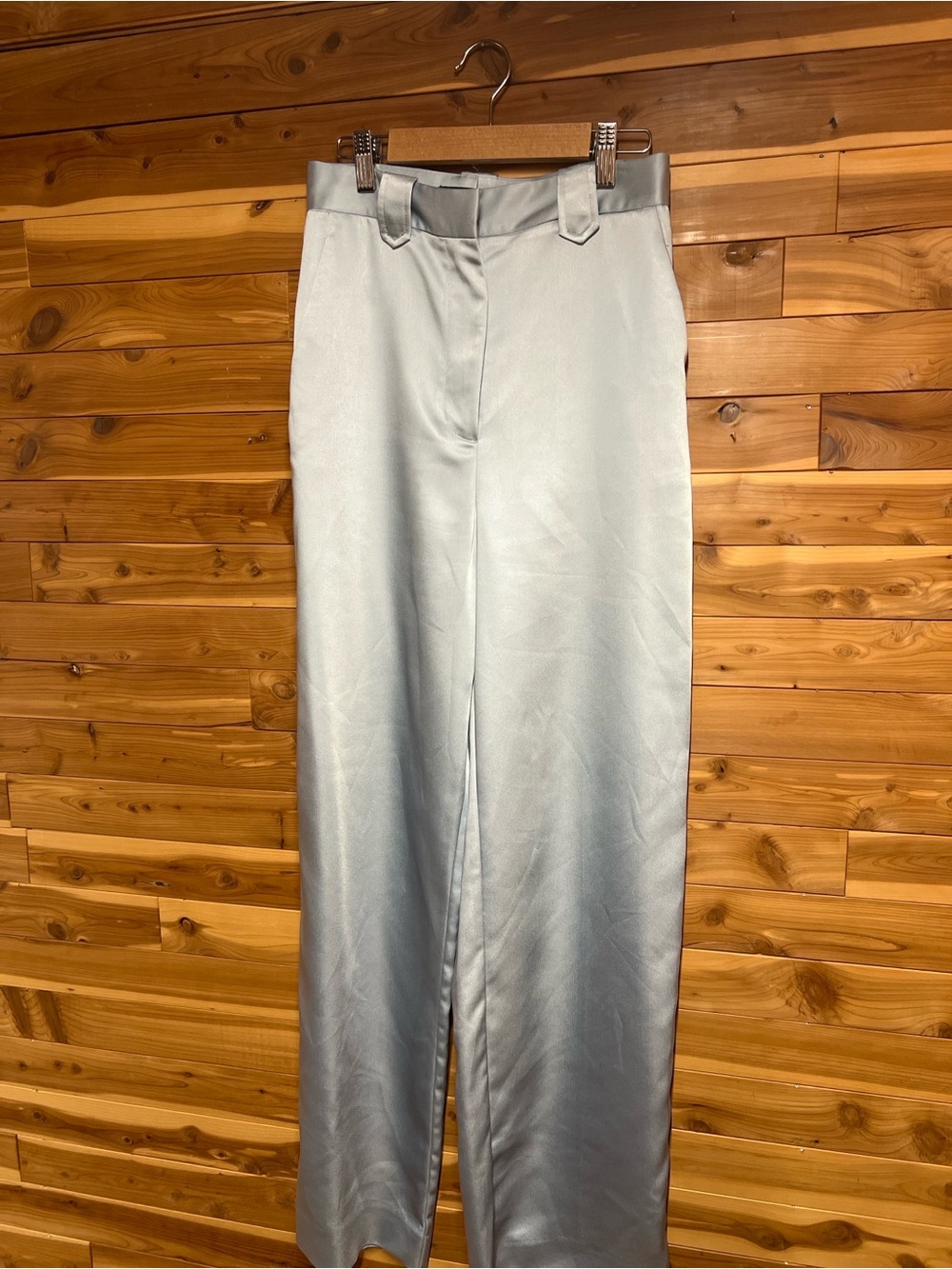 ZARA Light Blue Satin Blouse